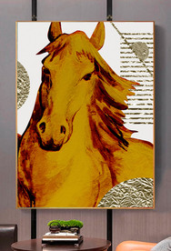 北欧轻奢骏马抽象玄关装饰画