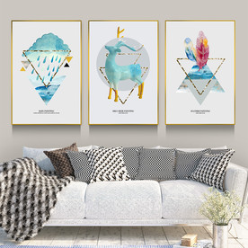 北欧小清新水彩几何三联装饰画