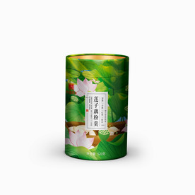莲子藕粉羹桶包装平面图加效果图