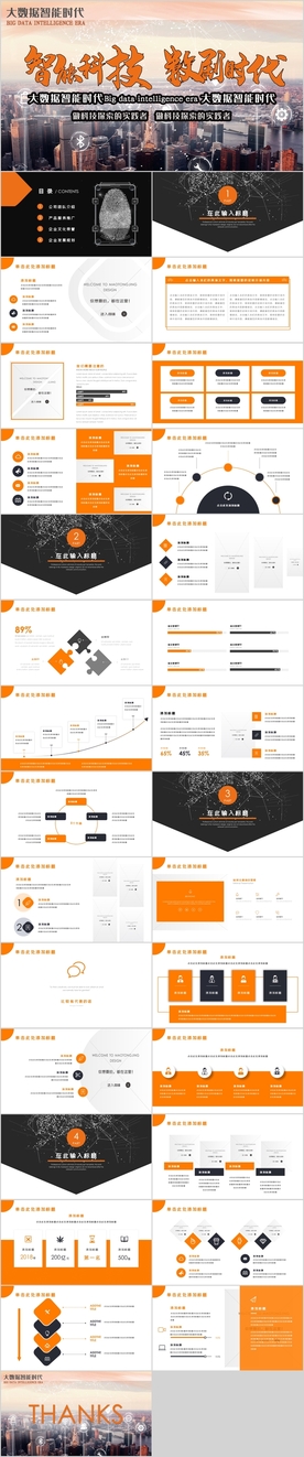 活力橙色科技风PPT模板