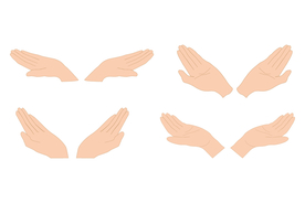 矢量图四双不同姿势的手掌