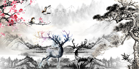 中国元素水墨画图片