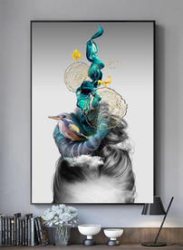 美女超现实年轮麋鹿装饰画