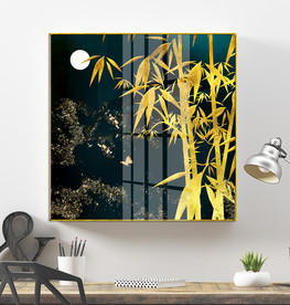 新中式金箔竹子节节高晶瓷装饰画