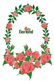 矢量图椭圆形玫瑰花篮背景图