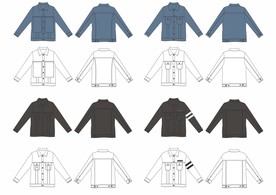 潮牌男装牛仔外套款式图模板