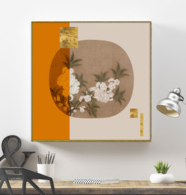 新中式宋画花鸟爱马仕橙装饰画