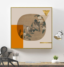 新中式宋画花鸟爱马仕橙装饰画