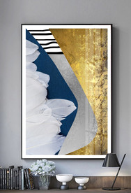 新中式轻奢金箔抽象羽毛装饰画