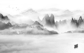 中式山水情山水画 TIF分层