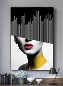 晶贝笔刷美女花朵黑白装饰画