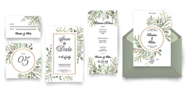 北欧风手绘水彩婚礼邀请卡