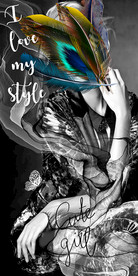 欧美美女个性羽毛装饰画玄关