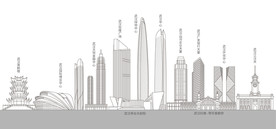 武汉地标建筑矢量线图