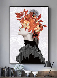 美女晶贝黑白装饰画