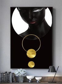 美女金箔黑白装饰画