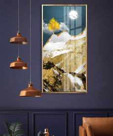 轻奢金箔金山玄关装饰画