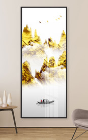 金山瀑布流水生财抽象金箔装饰画