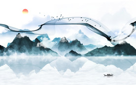 奢华 现代风山水画 TIF分层