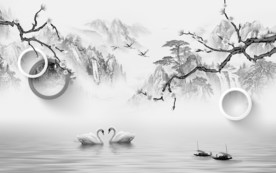 最新山水中国风画 TIF分层