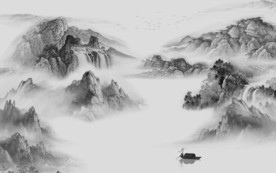 国画山水中国风画 TIF分层