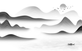 现代山水中国风画 TIF分层