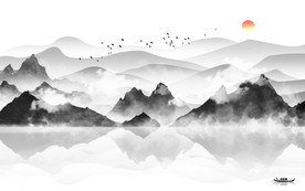 中式山水画背景墙 TIF分层