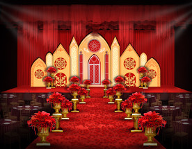 欧式红金色仪式区