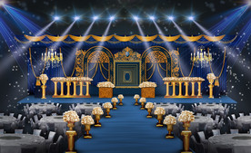 高端蓝金色婚礼仪式区