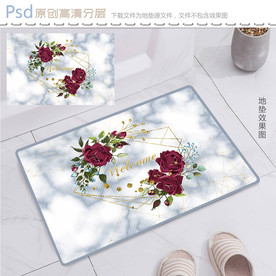 时尚玫瑰简约大理石地垫