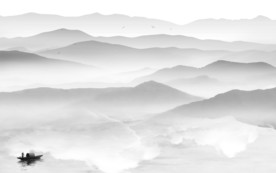 灰色山水中式大画 TIF分层