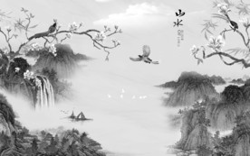 现代 爆款 山水画 TIF分层