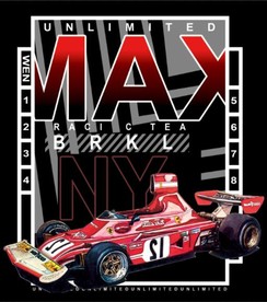 红色汽车 海报 英文 卡通