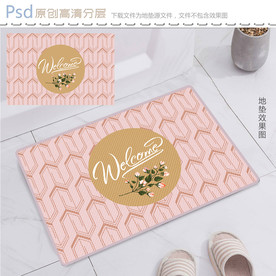 北欧简约玫瑰花地垫图案设计