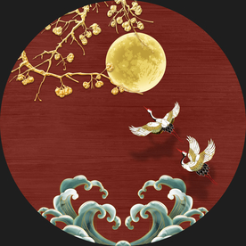 国潮新中式仙鹤祥云吉祥如意装饰