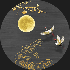 新中式民俗国潮仙鹤金色装饰画