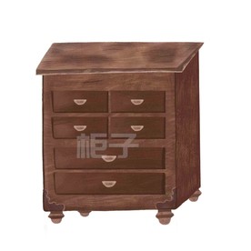 手绘木质柜子插画