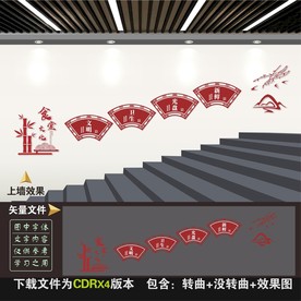 食堂餐厅楼梯文化墙