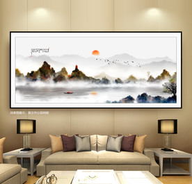 现代水墨画 手绘风景画