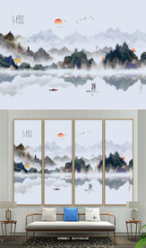 现代装饰画 手绘山水画