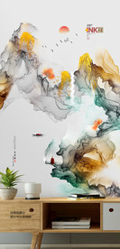 水墨江南 泼墨山水画 墨迹