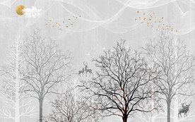 森林现代装饰画 TIF分层