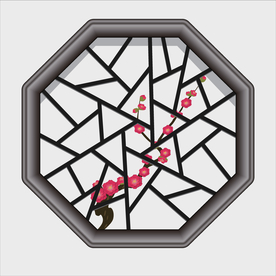 矢量图背景素材中国风多边形窗