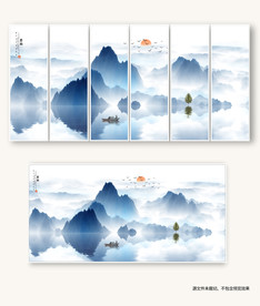 中式水墨山水画