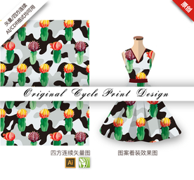 抽象仙人掌四方连续