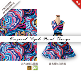 矢量抽象色块四方连续