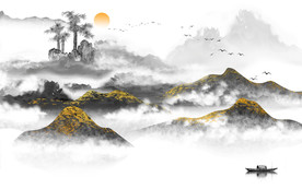 意境山水水墨国画 TIF分层