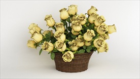 一盆黄色玫瑰花