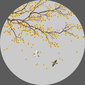 银杏花鸟装饰画