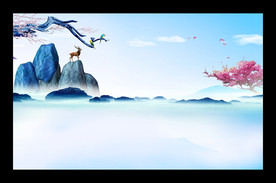 中国风写意山水背景墙